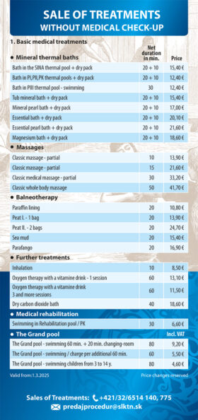 Spa treatment -2025 price list